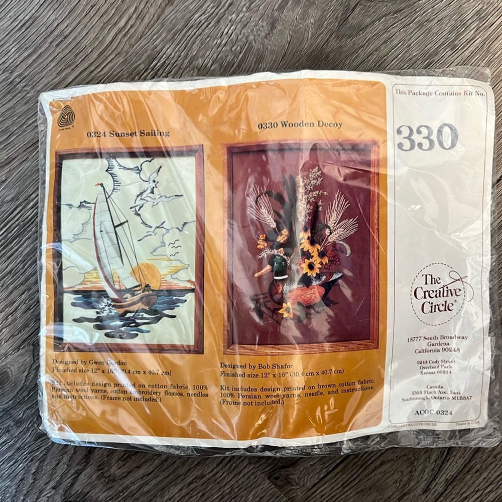 VINTAGE 1980’s needlepoint kit The Creative Circle #330 Wooden Decoy NEW IN PACK
